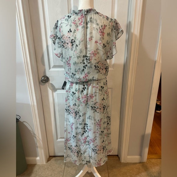 Adrianna Papell Short Printed Chiffon Dress Size 14 NWT Mint Multi Floral Spring - Picture 12 of 16